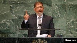 Mohamed Morsi devant la 67è Assemblée générale de l'ONU, New York, le 26 septembre 2012.