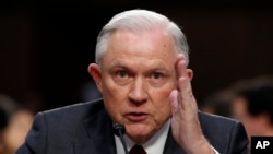 FILE - Attorney General Jeff Sessions testifies before the Senate Intelligence Committee. 
