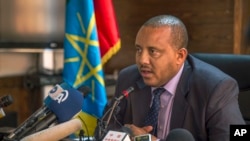 Ethiopia's Communication Affairs Minister Getachew Reda speaks to media about the current unrest in the country, in the capital Addis Ababa, Ethiopia, on October 10, 2016. 