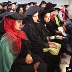 Young Afghani women graduate from a vocational technical institute in Kabul, September 13, 2011.
