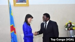 Nikki Haley Ambasaderi w'Amerika muri ONUna Joseph Kabila, i Kinshasa.