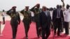 Sudanese President Omar al-Bashir begins his first visit to South Sudan, April 12, 2013. 