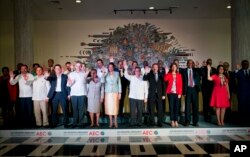 Foreign ministers pose for the official photo after the opening ceremony of the XXII Ordinary Meeting of the Council of Ministers of the the Association of Caribbean States at the Havana Libre Hotel in Havana, Cuba, March 10, 2017.