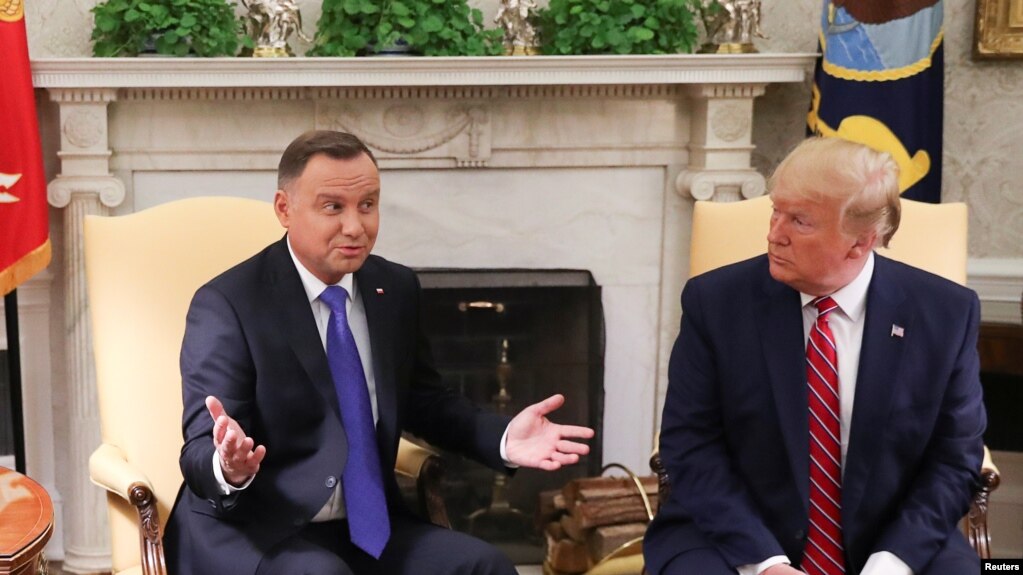 TT Mỹ Donald Trump và TT Ba Lan Andrzej Duda tại Phòng Bầu Dục, Tòa Bạch Ốc ở Washington, hôm 12/6/2019. REUTERS/Leah Millis