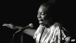 Nina Simone performs at Avery Fisher Hall in New York. Simone will be inducted into the Rock and Roll Hall of Fame on April 14, 2018 in Cleveland, Ohio, June 27, 1985.