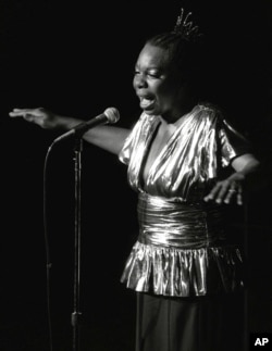 Nina Simone performs at Avery Fisher Hall in New York. Simone will be inducted into the Rock and Roll Hall of Fame on April 14, 2018 in Cleveland, Ohio, June 27, 1985.