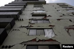 A general view shows a building that was damaged by the devastating earthquake, that took place in Mexico City last year, Mexico, Sept. 12, 2018.