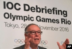 Carlos Nuzman, president of the Rio 2016 Organizing Committee, delivers a speech during a press conference of the closing plenary session of the IOC Debriefing of the Olympic Games Rio 2016, in Tokyo, Nov. 30, 2016.