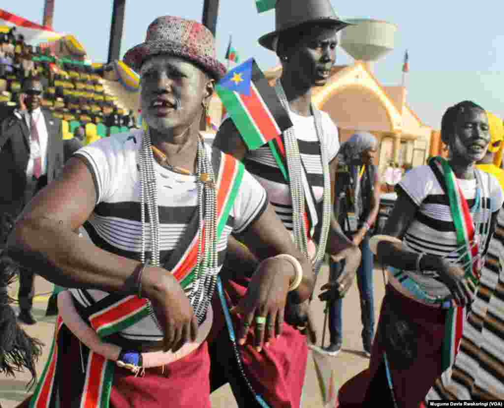 Performers at the event in Juba to mark South Sudan's fourth anniversary of independence on Thursday, July 9, 2011. 