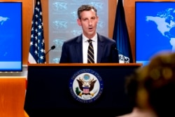 FILE - State Department spokesman Ned Price speaks at the State Department in Washington, Aug. 18, 2021.