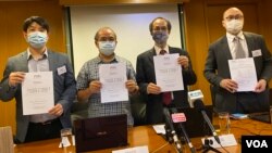 香港民意研究所5月6日公佈最新”疫後復常指數”顯示62.5%市民希望取消”限聚令”。（美國之音湯惠芸攝）