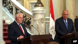 Госсекретарь США Рекс Тиллерсон и министр иностранных дел Египта Самех Шукри. Каир, Египет. 12 февраля 2018 г.