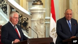 Američki državni sekretar Rex Tillersn i egipatski šefo diplomatije Sameh Shoukry, 12. februar 2018.
