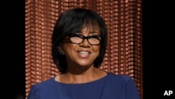 Cheryl Boone Isaacs, president of the Academy of Motion Picture Arts and Sciences, is pictured at the announcement of Oscar nominees in Beverly Hills, Calif., Jan. 14, 2016. She said she was "heartbroken" by the lack of diversity among those selected.