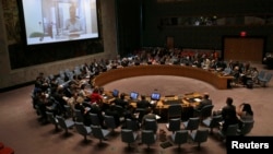 FILE - U.N. Security Council meeting.