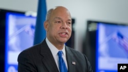 Homeland Security Secretary Jeh Johnson discusses the updates to the National Terrorism Advisory System (NTAS), Dec. 16, 2015, at the Federal Emergency Management Agency (FEMA) National Response Coordination Center in Washington.