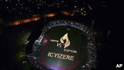 A candlelight display is seen from the air, during a ceremony to mark the 15th anniversary of the start of the Rwandan genocide at Amahoro Peace Stadium, Kigali, Rwanda (File Photo)