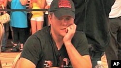 Actor Matt Damon playing in the charity poker tournament