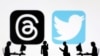 Foto ilustrasi yang menunjukkan logo platform Threads dan Twitter yang diambil pada 6 Juli 2023. (Foto: Reuters.Dado Ruvic)