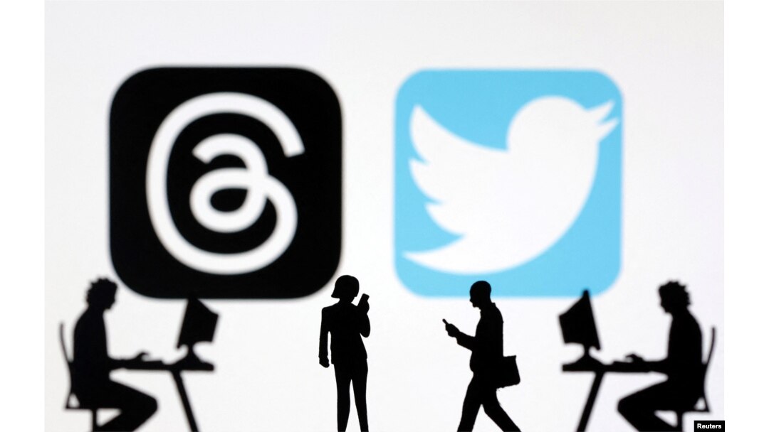 Logo Threads dan plikasi Twitter terlihat dalam ilustrasi yang diambil, 6 Juli 2023. (Foto: REUTERS/Dado Ruvic)