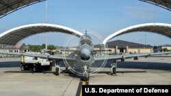 FILE - An A-29 Super Tucano prepares for takeoff at Moody Air Force Base, Georgia, June 23, 2016. (Source - U.S. Department of Defense) 