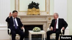 中国国家主席习近平2023年3月20日在莫斯科与俄罗斯总统普京会面。