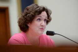 Rep. Katie Porter, a Democrat from California, participates in a House Financial Services Committee hearing with Facebook Chairman and CEO Mark Zuckerberg in Washington, D.C., Oct. 23, 2019.