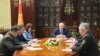 Belarusian President Alexander Lukashenko, center, chairs a meeting of the country's Security Council, in Minsk, Belarus, July 29, 2020. 