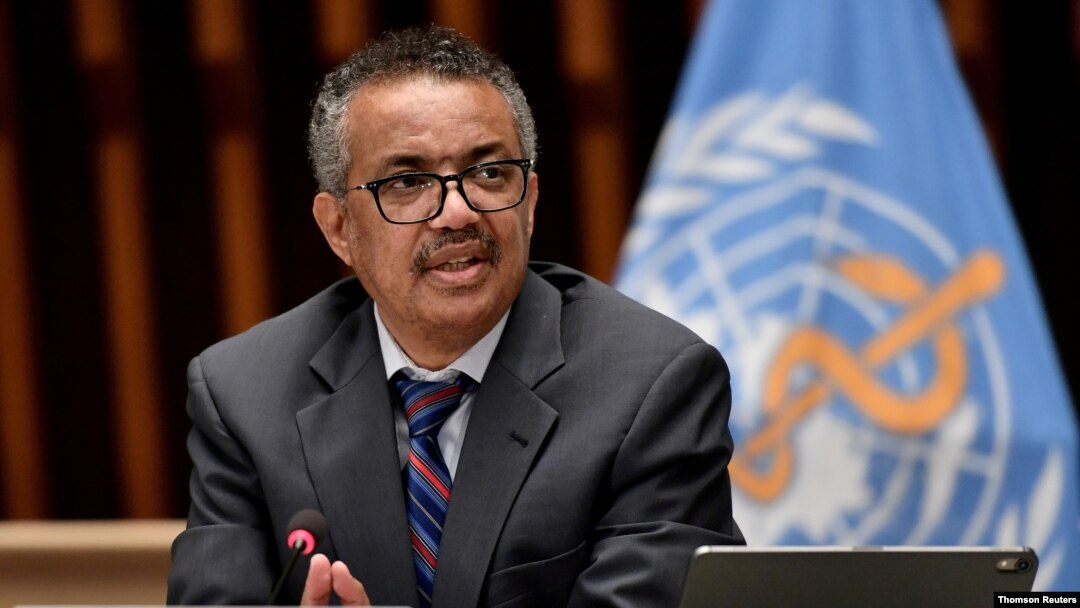 Umuyobozi w'Ishami ry'Umuryango w'Abibumbye ryita ku Buzima (OMS)-Tedros Adhanom Ghebreyesus mu kiganiro n'abanyamamakuru i Geneve
