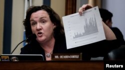 FILE - Rep. Katie Porter speaks during a House Oversight Committee hearing on Capitol Hill in Washington, Feb. 7, 2023.