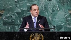 El presidente de Guatemala, Alejandro Giammattei, se dirige al 77º período de sesiones de la Asamblea General de las Naciones Unidas, el 20 de septiembre de 2022. REUTERS/Eduardo Muñoz