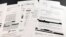 Copies of the memos written by former FBI Director James Comey are photographed in Washington, April 19, 2018. 