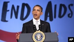 U.S. President Barack Obama delivers remarks at a World AIDS Day event at George Washington University in Washington, December 1, 2011.