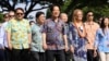 Taiwan President Lai Ching-te, center, arrives at the Bishop Museum in Honolulu, Hawaii, Nov. 30, 2024.