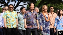 Taiwan President Lai Ching-te, center, arrives at the Bishop Museum in Honolulu, Hawaii, Nov. 30, 2024.