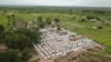 An aerial view taken on Feb. 24, 2021 shows temporary houses in Cabo Delgado, northern Mozambique. The place functions as a center for displaced people who fled their communities due to attacks by armed insurgents.