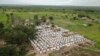 An aerial view taken on Feb. 24, 2021 shows temporary houses in Cabo Delgado, northern Mozambique. The place functions as a center for displaced people who fled their communities due to attacks by armed insurgents.