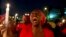 A woman shouts during a vigil in Abuja calling for the release of Nigerian schoolgirls abducted in the remote village of Chibok.
