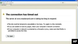 ماڵپه‌ڕی ماسته‌رکارد له‌ پاش له‌کارخسـتنی له‌ لایه‌ن هاکه‌رانه‌وه‌، چوارشه‌ممه‌ 8 ی دوازده‌ی 2010
