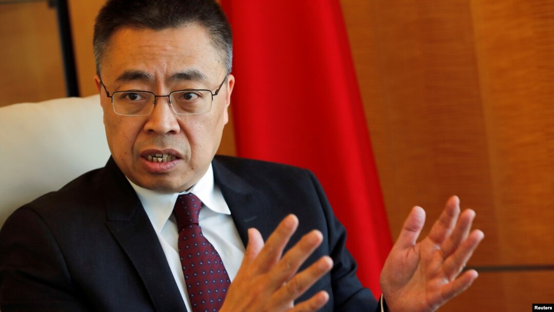 Ông Xiangchen Zhang, đại sứ Trung Quốc tại WTO trong cuộc phỏng vấn với Reuters ở Geneva, Thụy Sĩ, ngày 22/3/2018.
