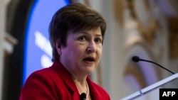 La directrice générale de la Banque mondiale, Kristalina Georgieva, lors de l'initiative Women in Corporate Leadership à la Bourse de New York (NYSE), à New York, le 31 janvier 2018.