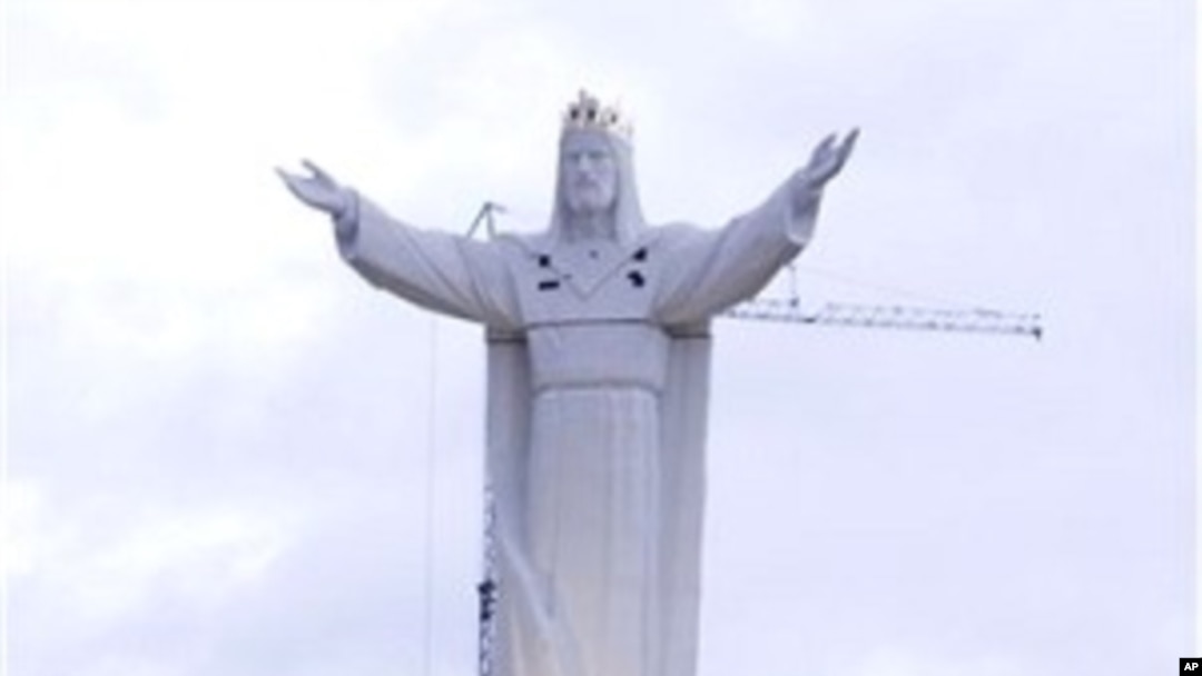 A local priest built what his town members claim is now the largest statue of Jesus Christ in the world in Swiebodzin, Poland.