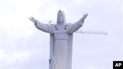 A local priest built what his town members claim is now the largest statue of Jesus Christ in the world in Swiebodzin, Poland.