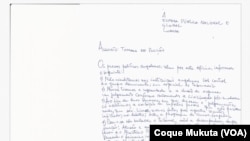 Carta dos réus angolanos acusados de rebelião