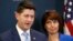El presidente de la Cámara de Representantes Paul Ryan de Wisconsin, (izquierda) habla junto a la legisladora Cathy McMorris Rodgers, republicana por Washington, durante una conferencia de prensa luego de una reunión del caucus republicano, el 24 de julio de 2018, en el Capitolio, en Washington.