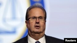 United Auto Workers President Gary Jones speaks at the National Association of the Advancement for Colored People's annual convention in Detroit, July 22, 2019.