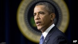 President Barack Obama speaks in the South Court Auditorium on the White House complex, Sept. 16, 2013, in Washington. 