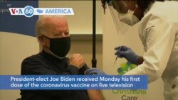 VOA60 America - President-elect Joe Biden receives his first dose of the coronavirus vaccine