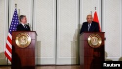 FILE—U.S. Secretary of State Antony Blinken holds a joint press conference with Egyptian Foreign Minister Sameh Shoukry, during his visit to Cairo, Egypt, March 21, 2024.