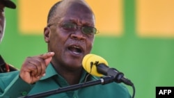 FILE - In this Aug. 29, 2020 photo, Tanzania's President John Magufuli speaks during a campaign event in Dodoma, Tanzania. Magufuli has not been seen in public in almost two weeks, raising concerns about his health.
